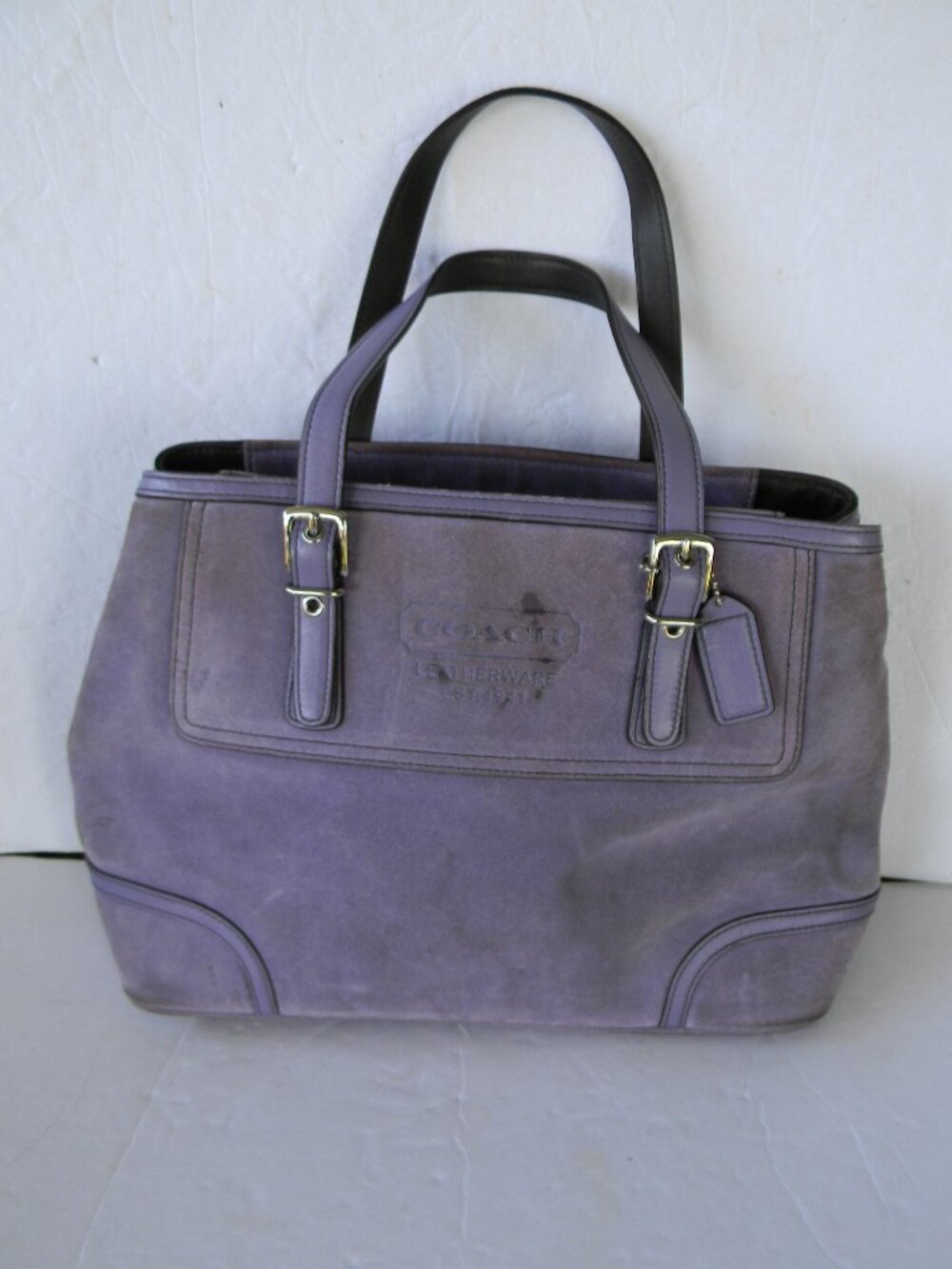 Vintage COACH 2004 Hamptons HTF Lavender Purple Suede Carryall Satchel Bag 9607